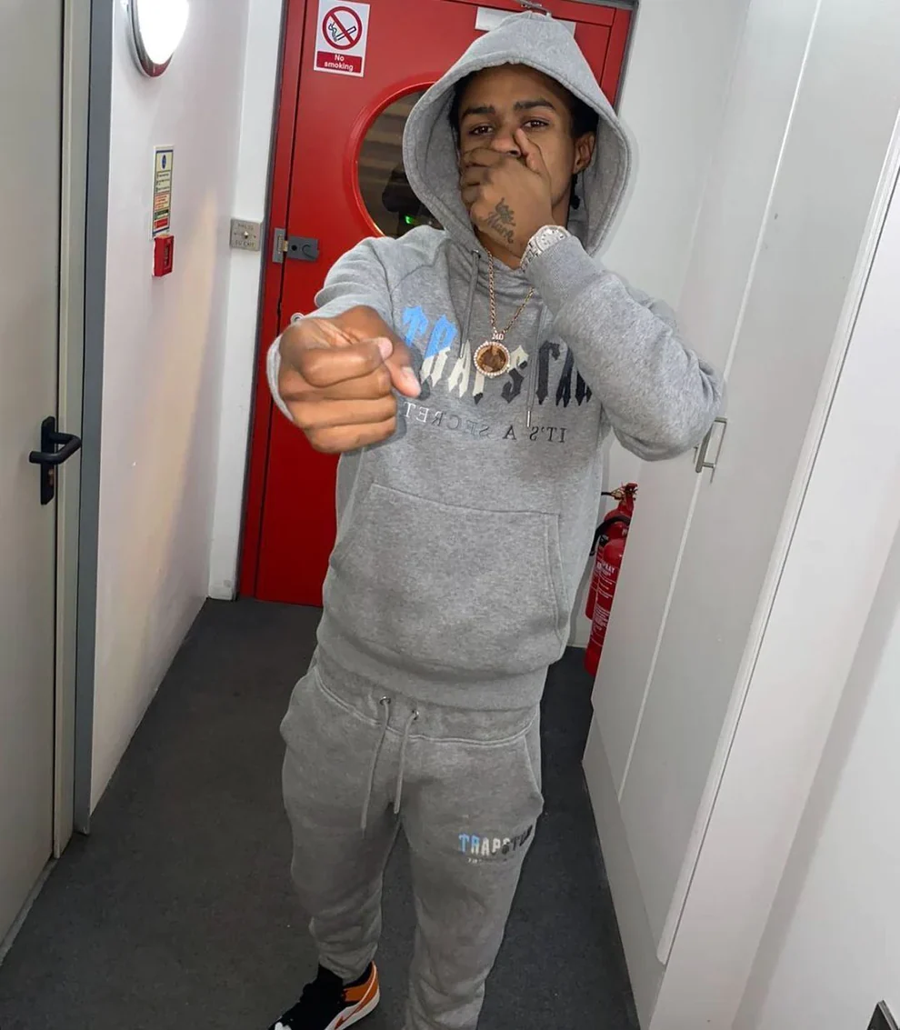 Trapstar Chenille Decoded Hooded Tracksuit - Grey Ice Flavours  Edition - Image 4