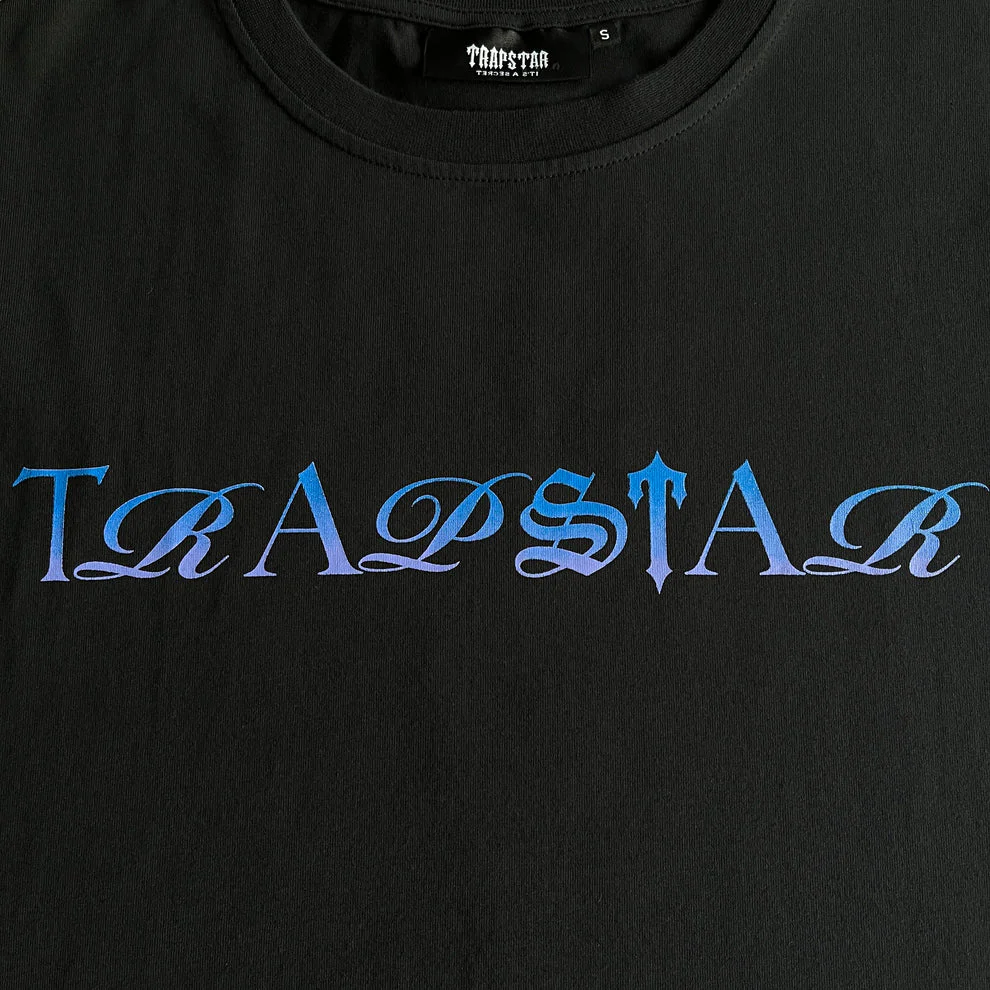 Trapstar Script Fade Tee - Black/Blue Gradient - Image 2