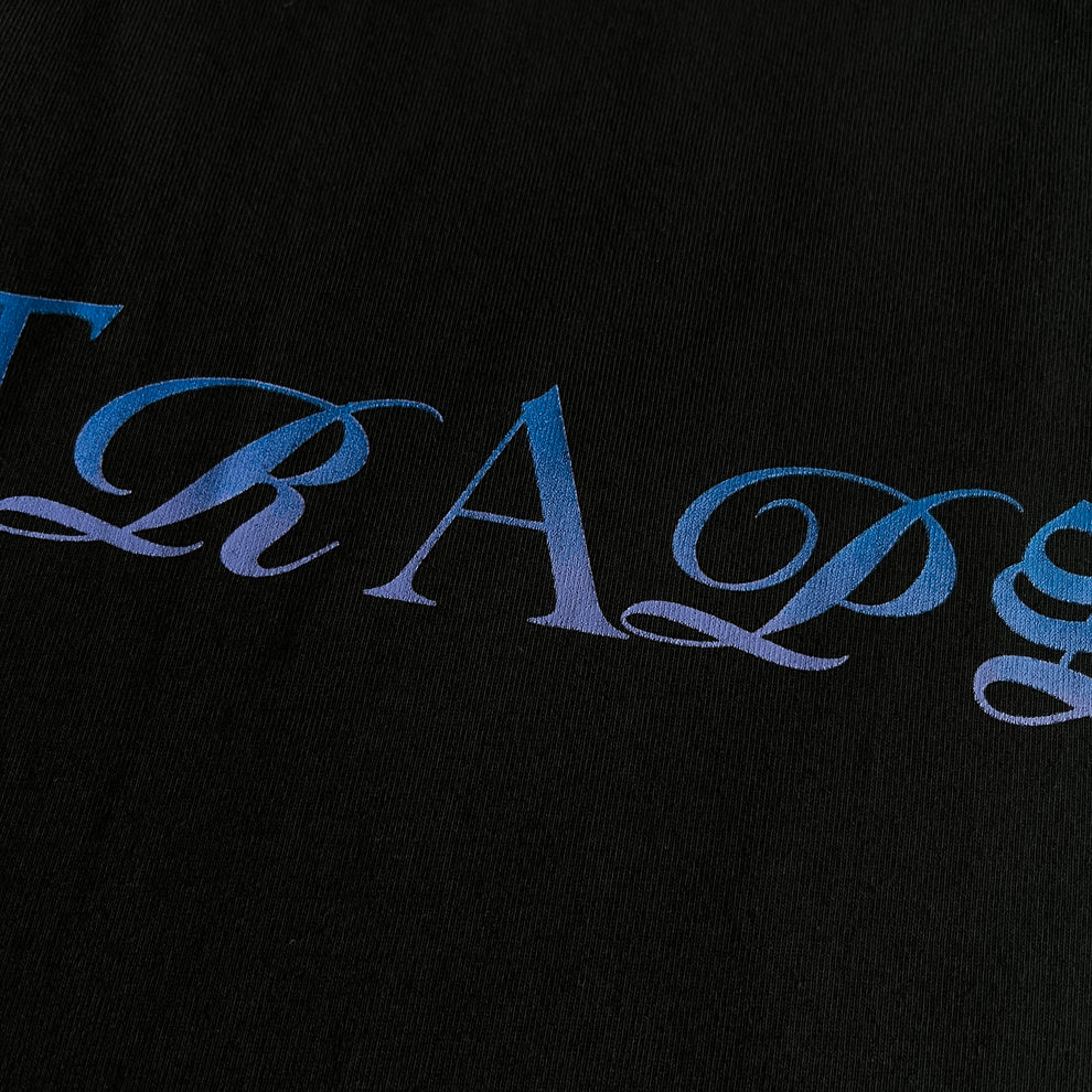 Trapstar Script Fade Tee - Black/Blue Gradient - Image 3