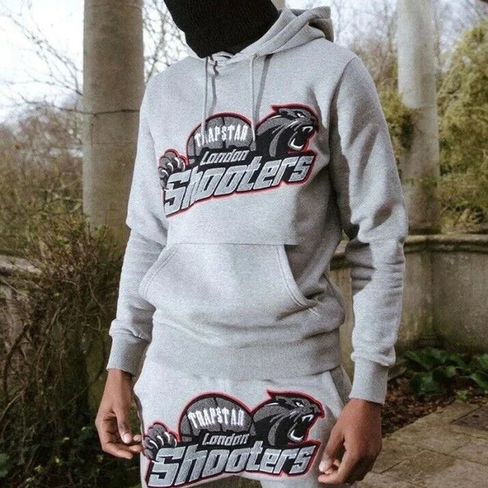 Trapstar Shooters Hooded Tracksuit - Grey/Red - Image 4