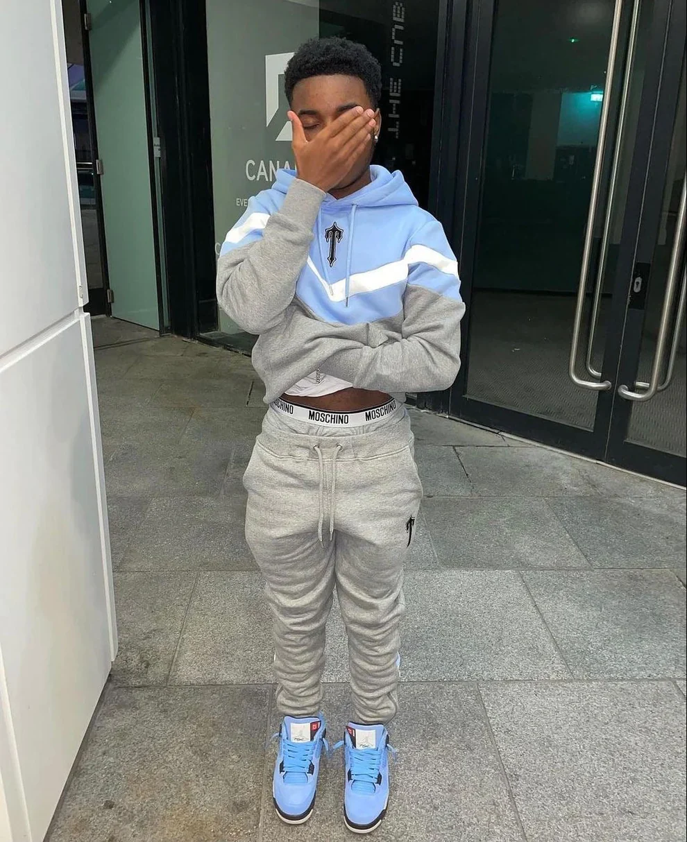 Trapstar V-Stripe Hooded Tracksuit - Cashmere Blue / White / Grey - Image 4